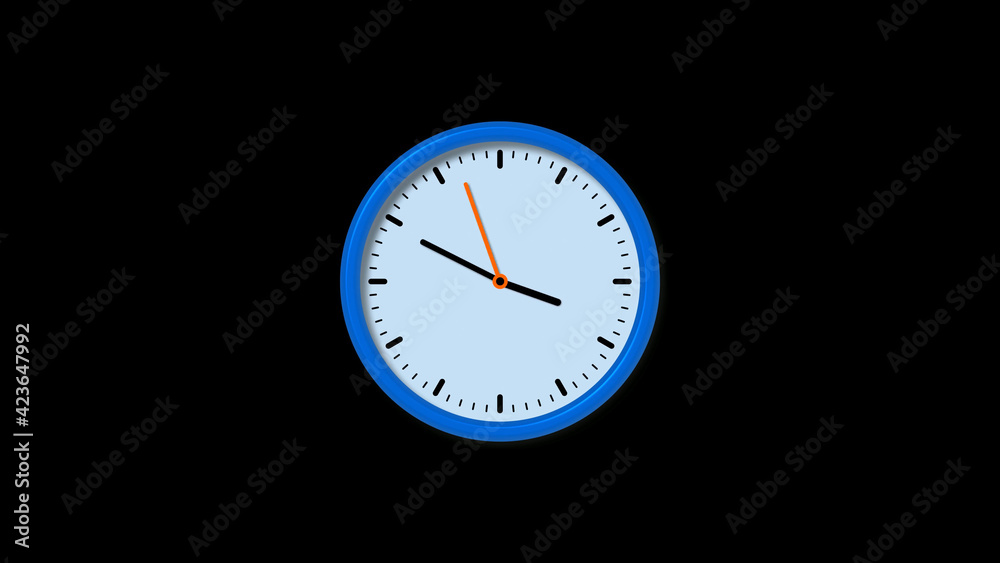 New blue clock isolated on black background, Circle clock isolated New blue clock isolated on black background, Circle clock isolated