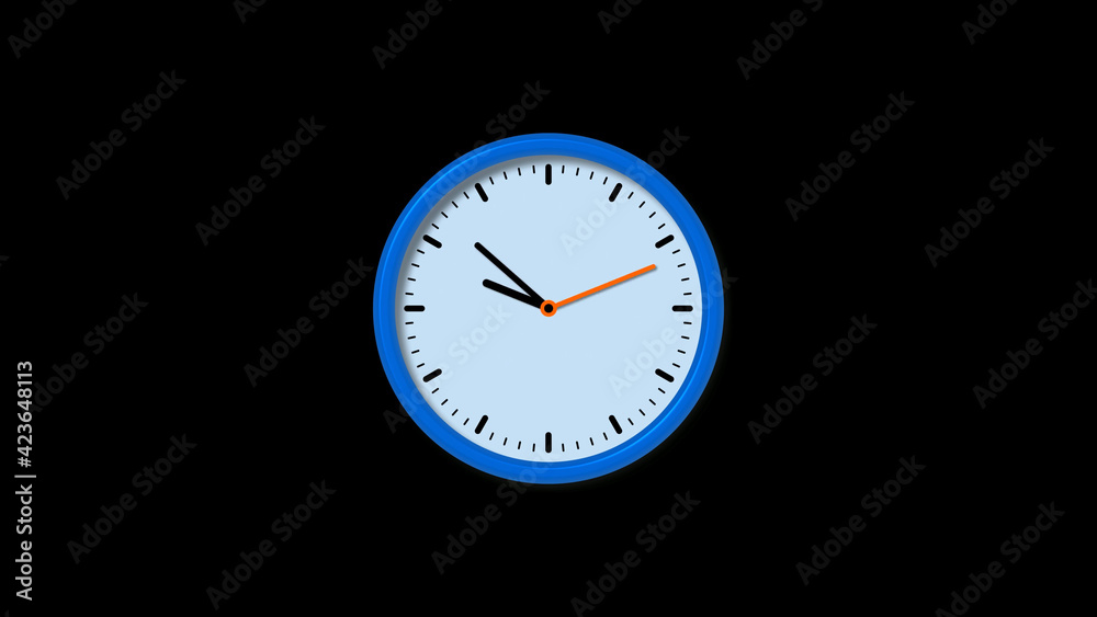 New blue clock isolated on black background, Circle clock isolated New blue clock isolated on black background, Circle clock isolated