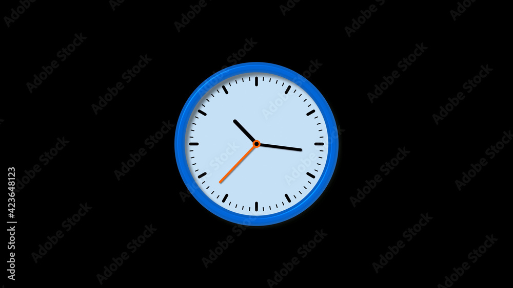New blue clock isolated on black background, Circle clock isolated New blue clock isolated on black background, Circle clock isolated