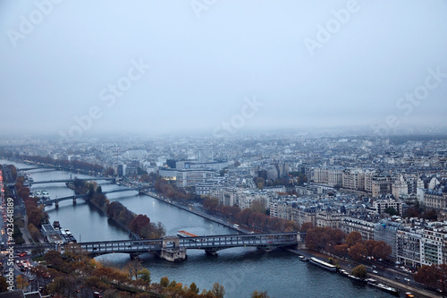 View of Paris panorama from Eiffel tower.