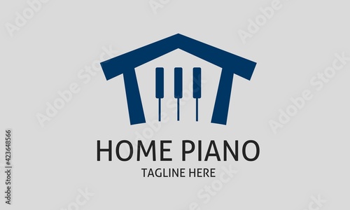 Piano keyboard tuts and house logo for music course, composer, publisher