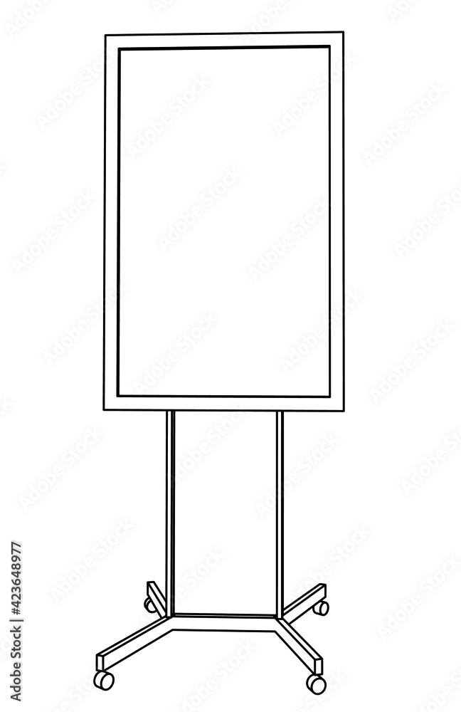 縦型モニターとスタンドの線画イラスト 縦型モニターとスタンドの線画イラスト