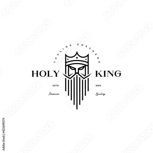 king face holy power elegant line art logo icon vector template