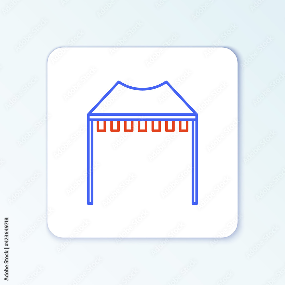 Line Camping tent icon isolated on white background. Carnival camping tent. Amusement park. Colorful outline concept. Vector Line Camping tent icon isolated on white background. Carnival camping tent. Amusement park. Colorful outline concept. Vector
