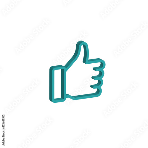 3d like thumb up symbol, social network sign, approve. Stock Vector illustration isolated on white background.