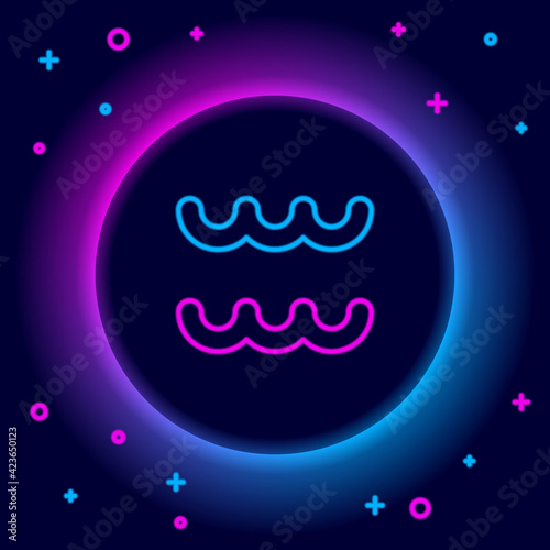 Glowing neon line Aquarius zodiac sign icon isolated on black background. Astrological horoscope collection. Colorful outline concept. Vector