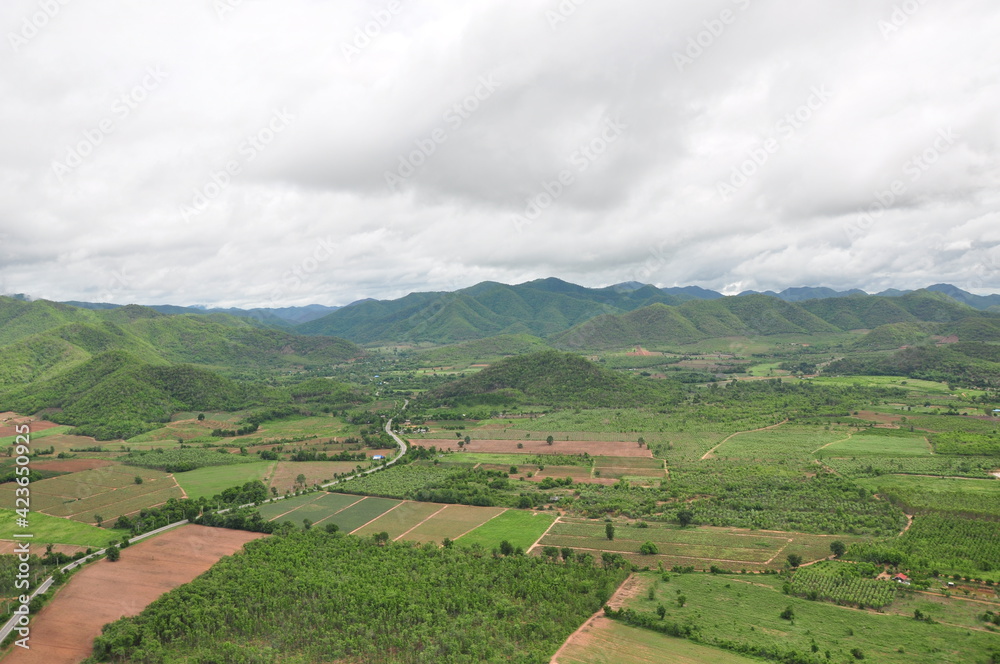 Obraz premium Take a helicopter ride to see the Suphanburi attractions.