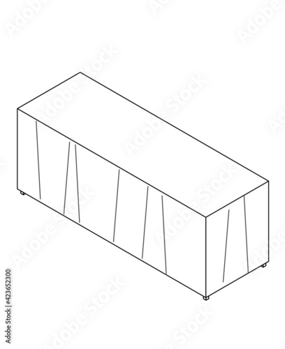 白布掛けテーブルの線画イラスト