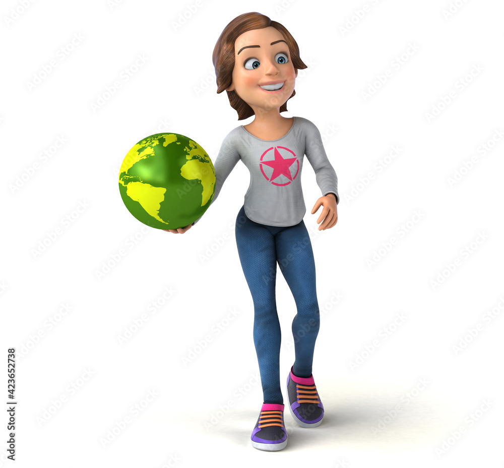 Fun 3D illustration of a cartoon teenage girl Fun 3D illustration of a cartoon teenage girl