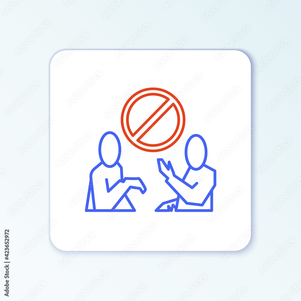 Line Stop plastic pollution icon isolated on white background. Ecological poster. Colorful outline concept. Vector Line Stop plastic pollution icon isolated on white background. Ecological poster. Colorful outline concept. Vector