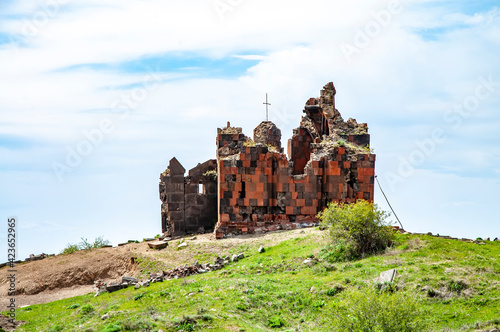 Ruins of the Amenaprkich (All Savior) Armenian apostolic church at the Havuts Tar monastery in Armenia photo