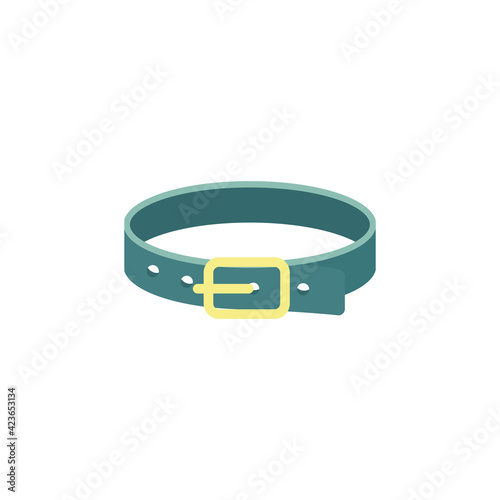 Leather dog or cat collar with metallic buckle, belt for control of pet.