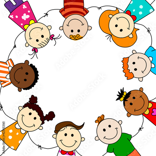 Circle kids Diversirty kids illustration vector