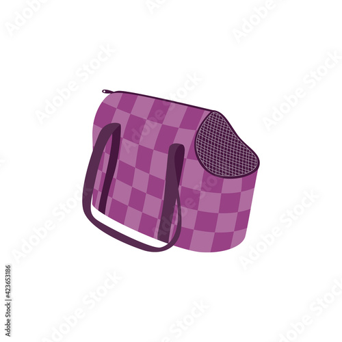 Pet carrier for cats and dog transportation, flat vector illustration isolated.