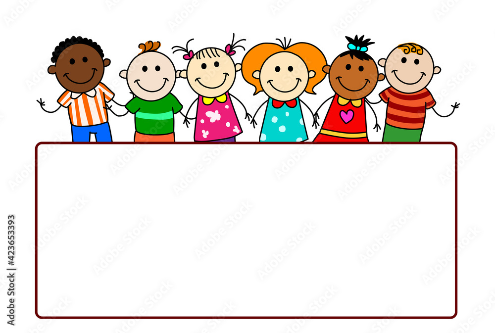 Banner kids cartoon vector illustration Stock Vector | Adobe Stock