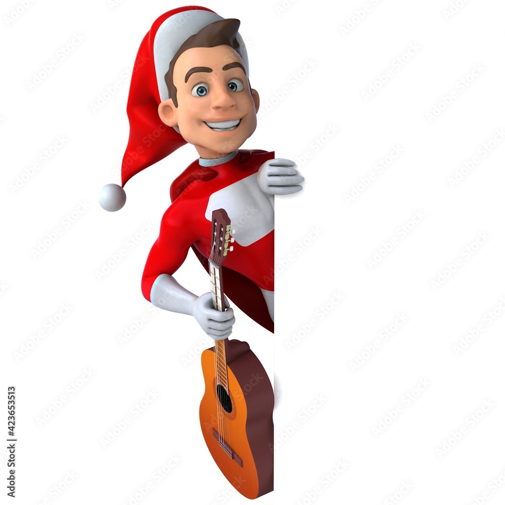 Fun 3D illustration of a fun super santa claus Fun 3D illustration of a fun super santa claus