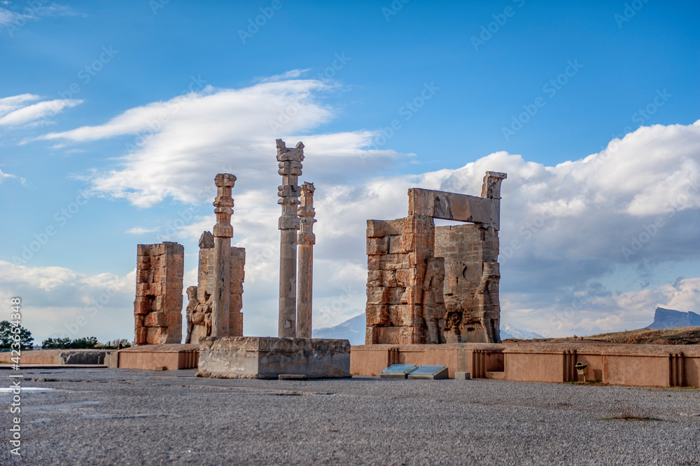 Ruins of the ancient ceremonial capital of the Achaemenid empire Persepolis, located near the city of Shiraz in Iran