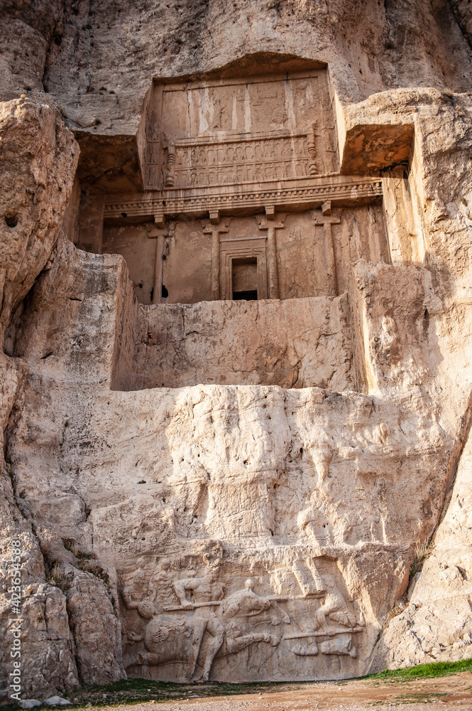 Tomb of Artaxerxes I, the fifth King of Kings of the Persian Achaemenid Empire, located in Naqsh-e Rostam necropolis near Persepolis, Iran