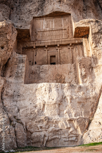 Tomb of Artaxerxes I, the fifth King of Kings of the Persian Achaemenid Empire, located in Naqsh-e Rostam necropolis near Persepolis, Iran