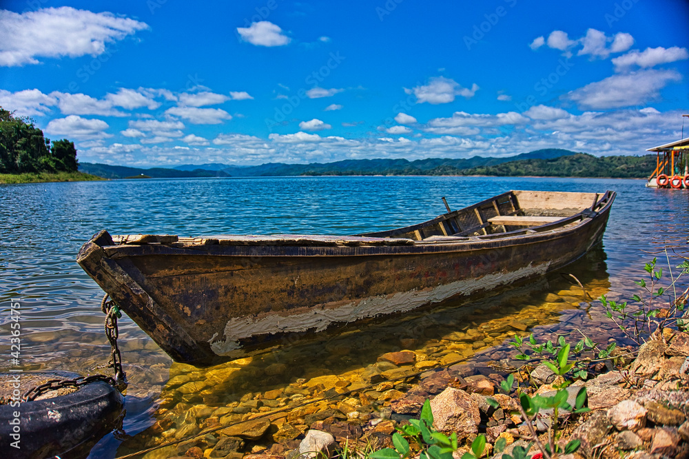 boat, sea, beach, water, fishing, sky, landscape, ocean, blue, thailand, old, summer, nature, travel, lake, island, boats, coast, wooden, sand, river, ship, wood, bay, asia