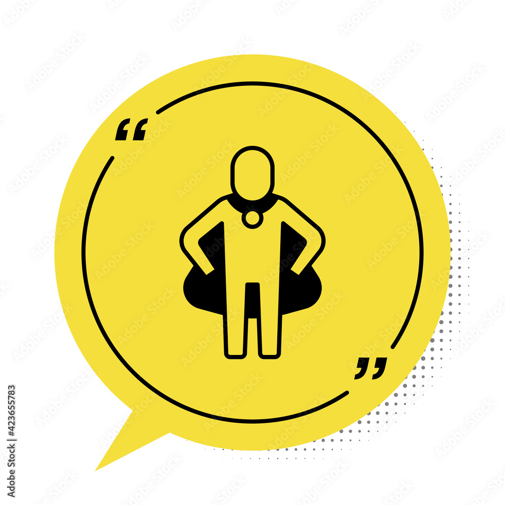 Black Head hunting icon isolated on white background. Business target or Employment sign. Human resource and recruitment for business. Yellow speech bubble symbol. Vector Black Head hunting icon isolated on white background. Business target or Employment sign. Human resource and recruitment for business. Yellow speech bubble symbol. Vector