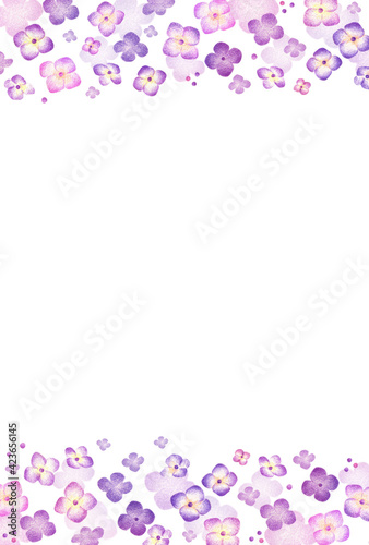 紫陽花の背景　縦　手描き色鉛筆画 © miyu