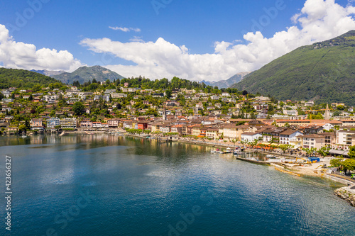 Aerial view of the Ascona old town by lake Maggiore in Canton Ticino in Switzerland © jakartatravel