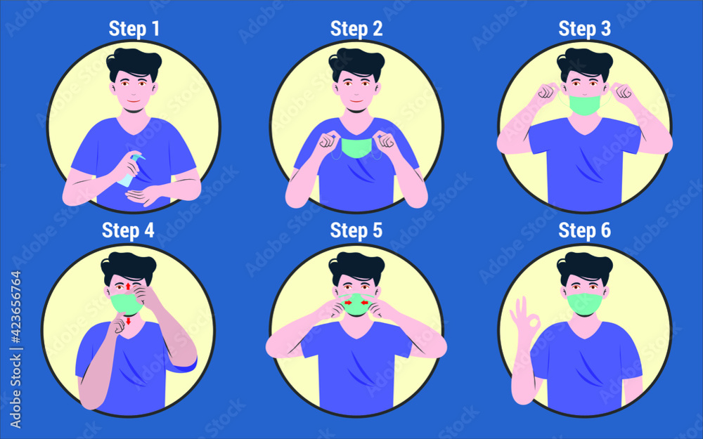 Fototapeta premium Vector illustration for How to Using Mask with Steps EPS10