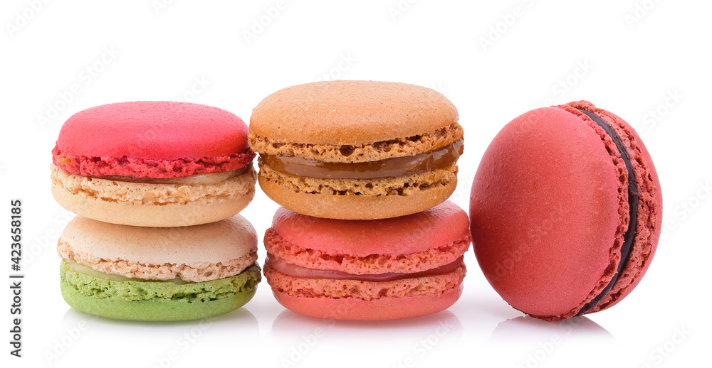 Heap of colorful macaroons isolated on white background Heap of colorful macaroons isolated on white background