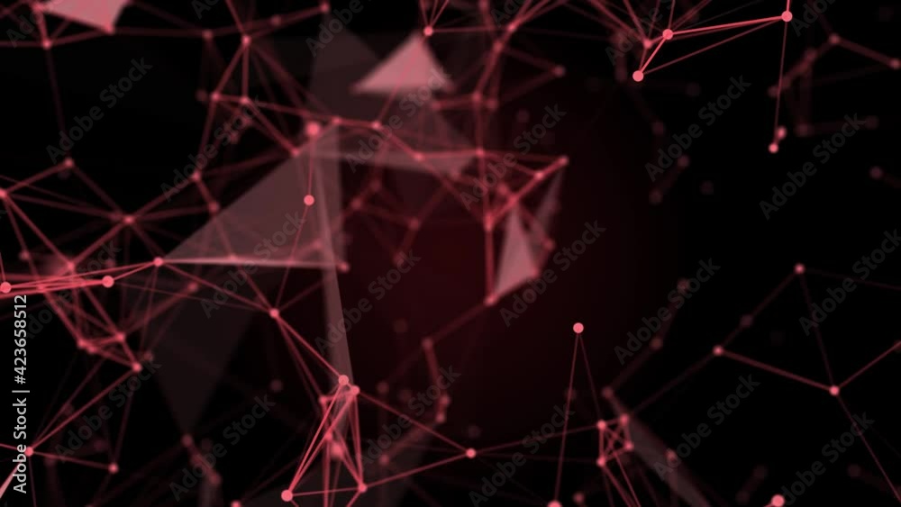 4K digital connection abstract animation dots and lines on red background. 5G network connection structure technology background. 4K digital connection abstract animation dots and lines on red background. 5G network connection structure technology background.