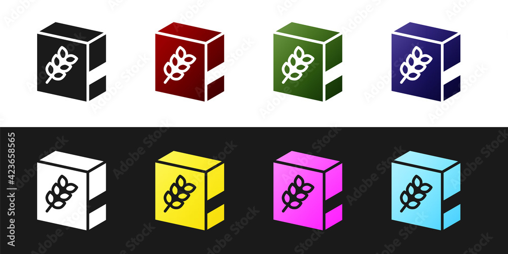 Set Flour pack icon isolated on black and white background. Vector Set Flour pack icon isolated on black and white background. Vector