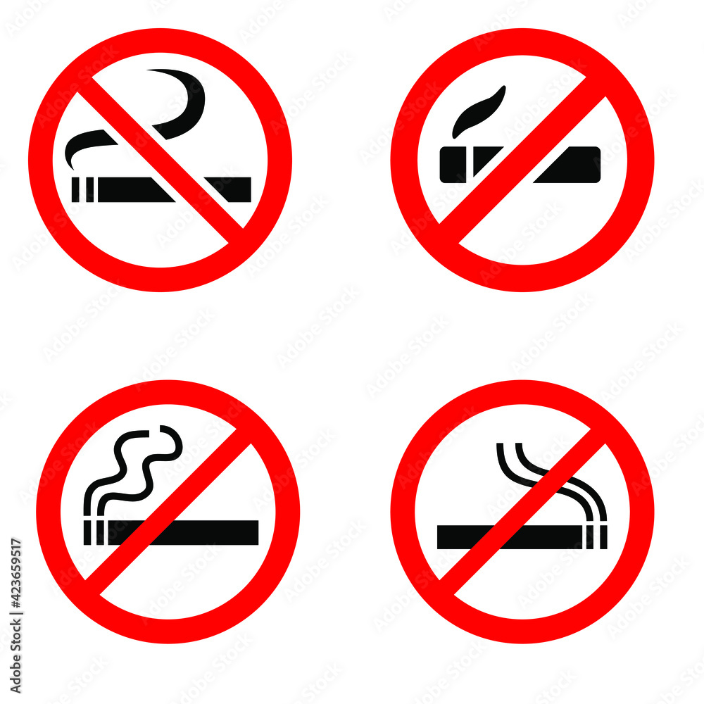 No smoking icon vector set. Not smoking illustration sign collection. harm sign or symbol. No smoking icon vector set. Not smoking illustration sign collection. harm sign or symbol.