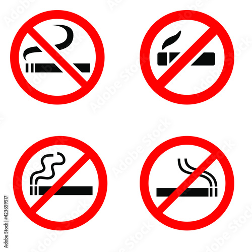 No smoking icon vector set. Not smoking illustration sign collection. harm sign or symbol.