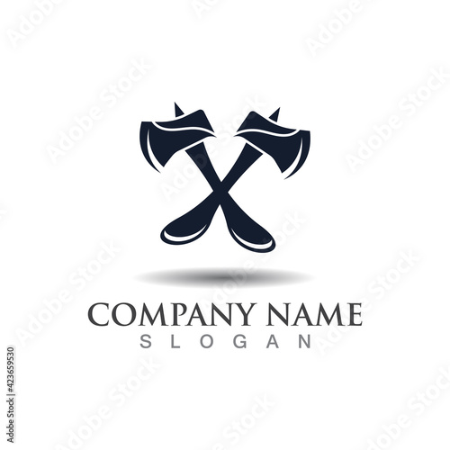 Axe logo icon design template elements, equipment symbol vector template sign