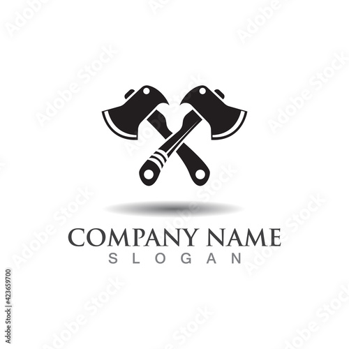 Axe logo icon design template elements, equipment symbol vector template sign