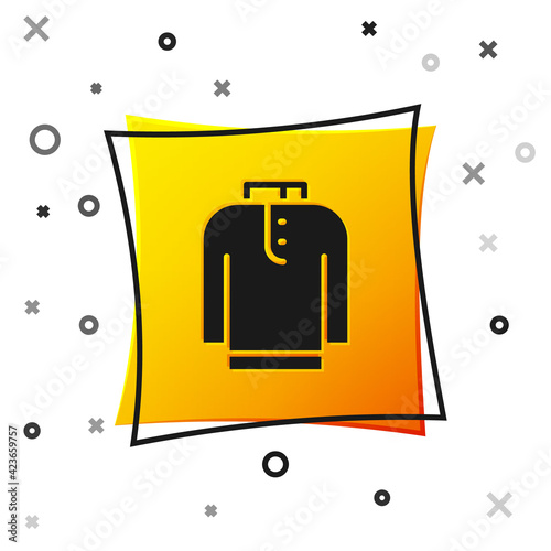 Black Shirt kurta icon isolated on white background. Yellow square button. Vector