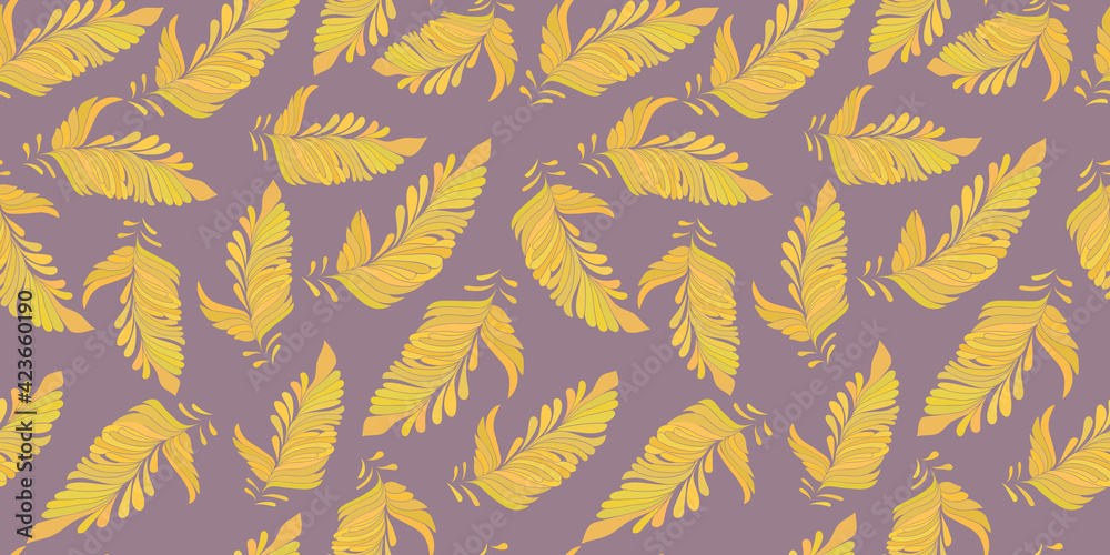 Modern abstract autumn falling leaves endless wallpaper.Folk floral seamless pattern.Yellow leaves botanical background.Trendy fabric design,wrapping paper.Vector illustration.
Modern abstract autumn falling leaves endless wallpaper.Folk floral seamless pattern.Yellow leaves botanical background.Trendy fabric design,wrapping paper.Vector illustration.