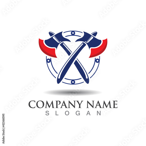 Axe logo icon design template elements, equipment symbol vector template sign
