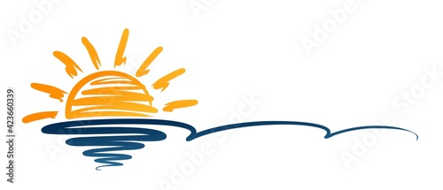 Sun and Blue Wave Symbol.