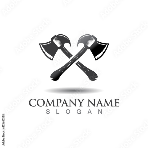 Axe logo icon design template elements, equipment symbol vector template sign