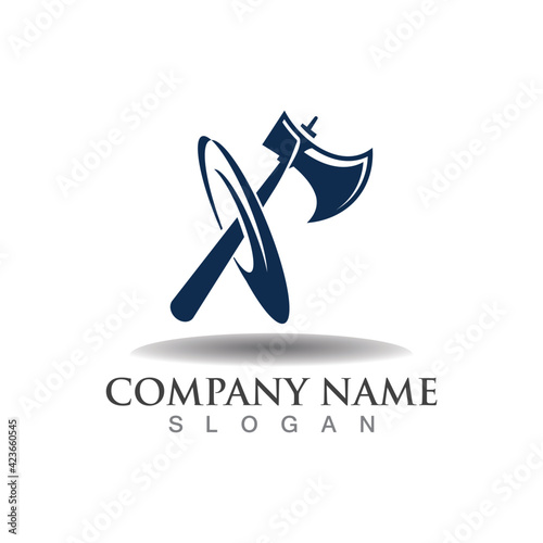 Axe logo icon design template elements, equipment symbol vector template sign