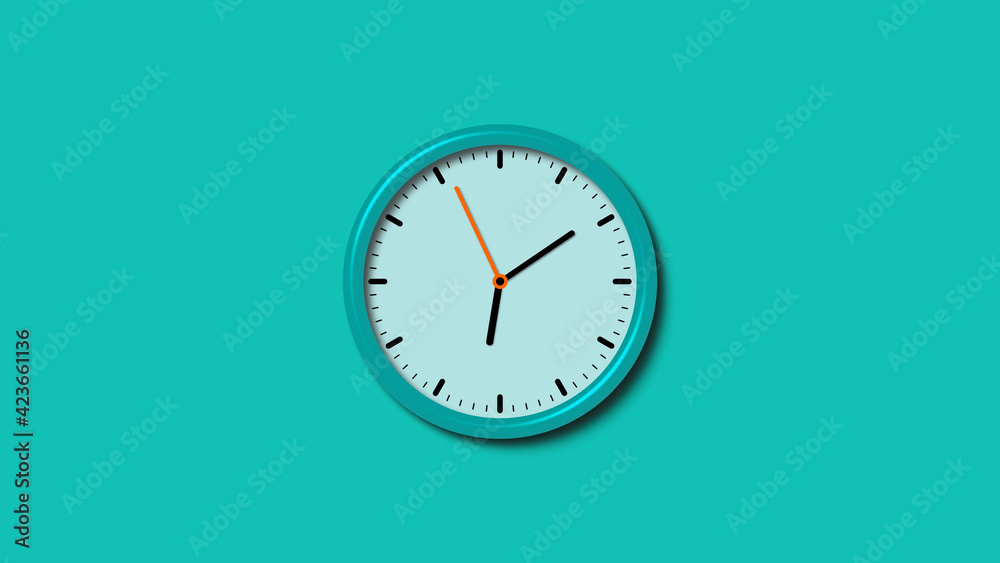 New cyan color counting down 3d wall clock, Background 3d clock New cyan color counting down 3d wall clock, Background 3d clock