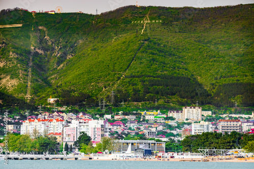 Inscription Gelendzhik on the slope of mountain