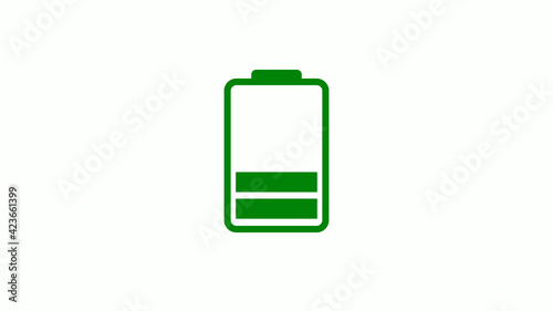 New green color battery icon on white background © Sohan Stock