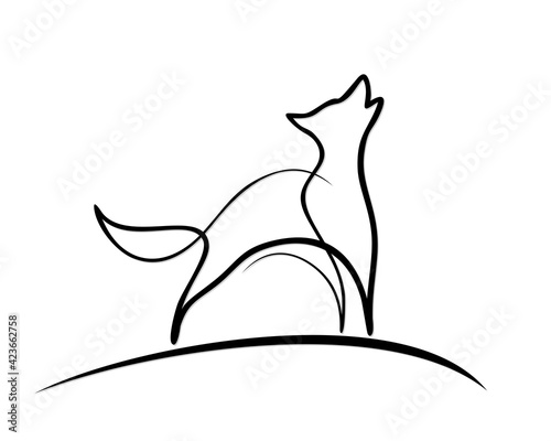 The one line stylized  Wolf symbol.