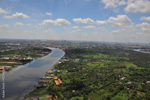 Helicopter flying sightseeing around Thailand