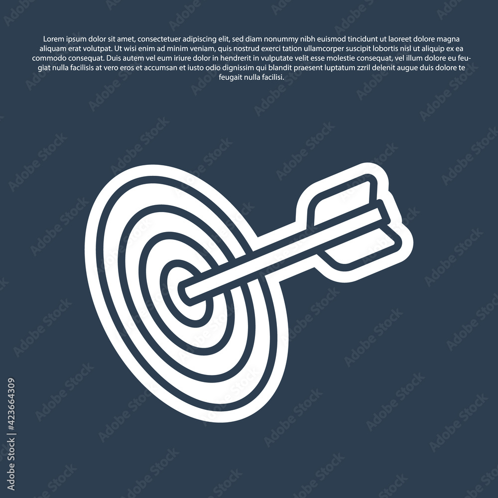 Blue line Target financial goal concept icon isolated on blue background. Symbolic goals achievement, success. Vector Blue line Target financial goal concept icon isolated on blue background. Symbolic goals achievement, success. Vector