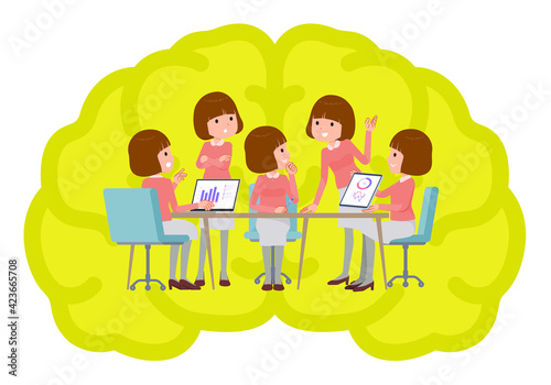 flat type Straight bangs women_meeting-in-the-brain
