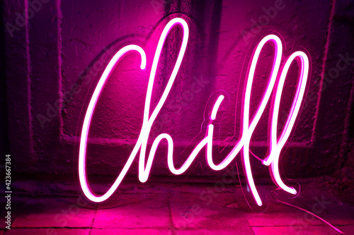 Fotografie Pink neon sign chill
