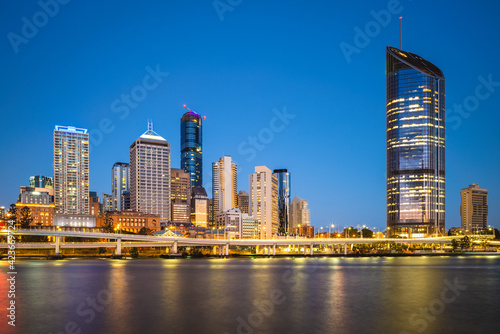 skyline of Brisbane at night, capital of Queensland, Australia